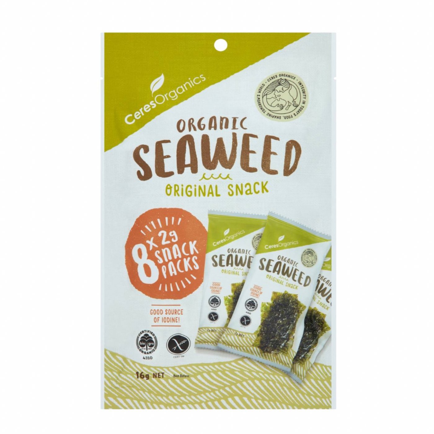 Organic Ceres Seaweed Nori Multipack 8x2g Each