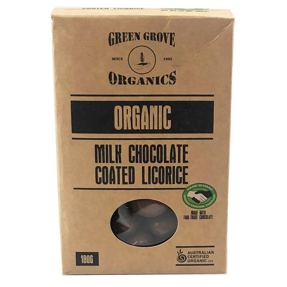 Organic Milk Chocolate Coated Licorice 180g