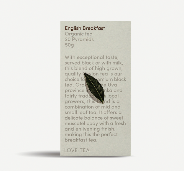 Love Tea Organic English Breakfast Pyramid Tea Bags